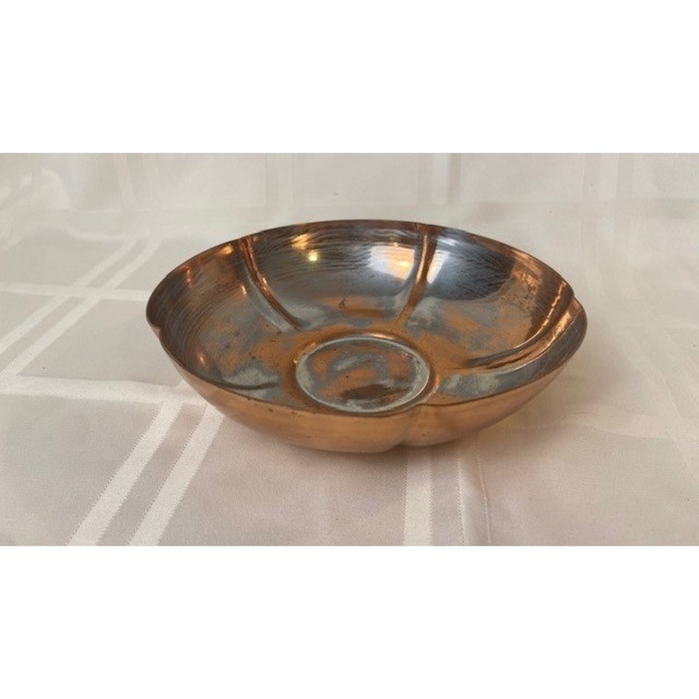 Vintage Manzoni Boston Hand Wrought Copper Scalloped Bowl 855 Patinated 6.75 in